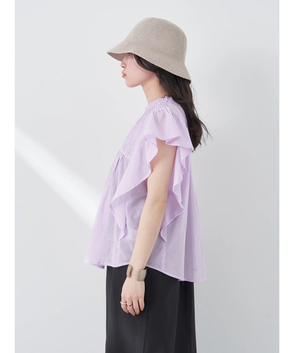 earth music&ecology コットンボイルフリルブラウス 