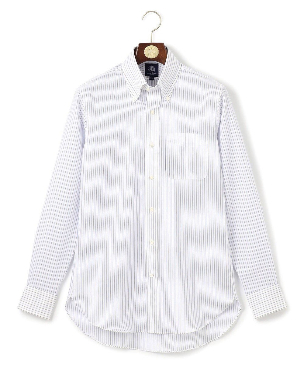 J.PRESS MEN 【PREMIUM PLEATS / 形態安定】スーピマコットンパナマストライプ ドレスシャツ / B.D. 
