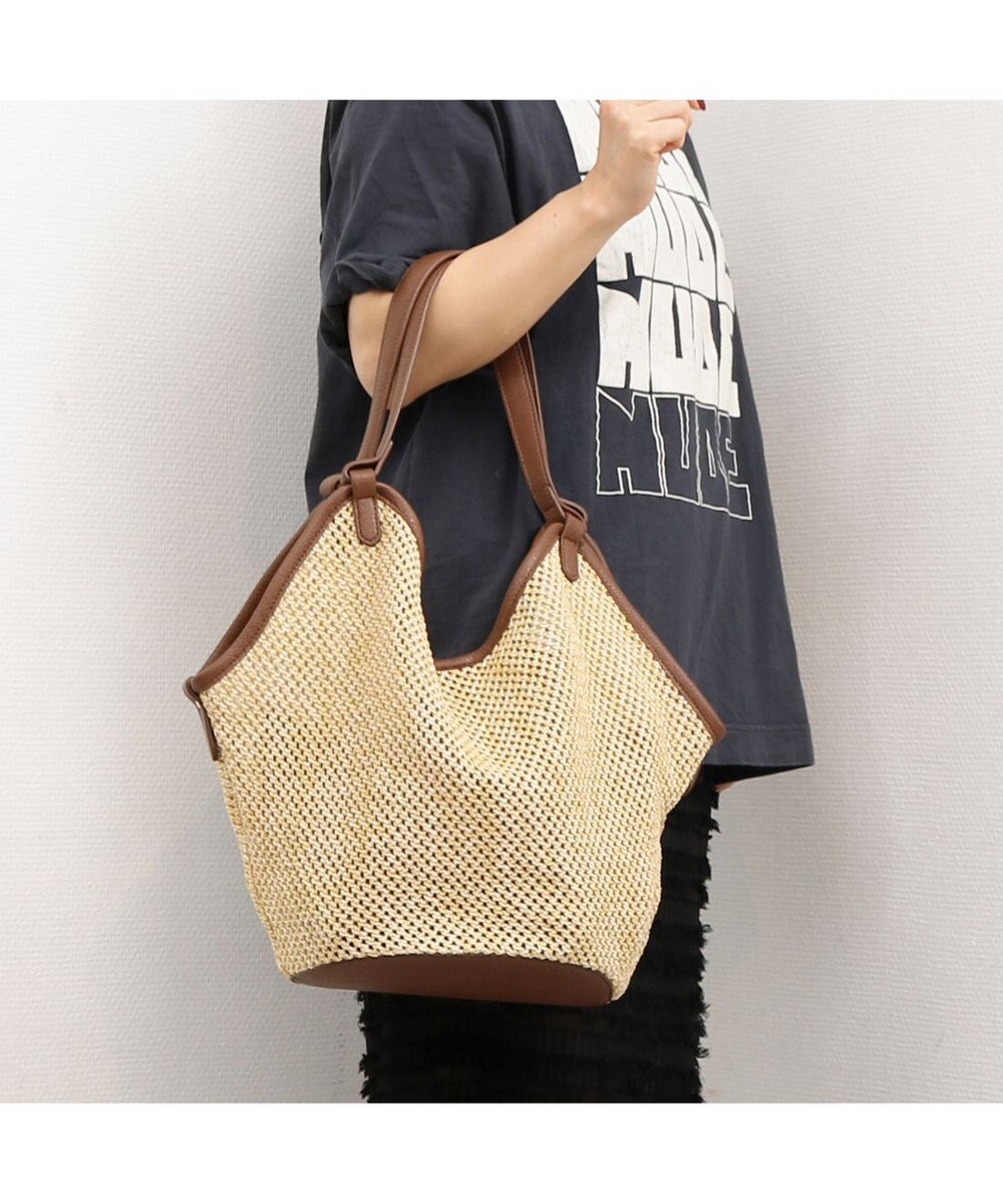 UNBILLION カシュカシュ cachecache / フェイクレザーショルダーバッグ付雑材風トート 