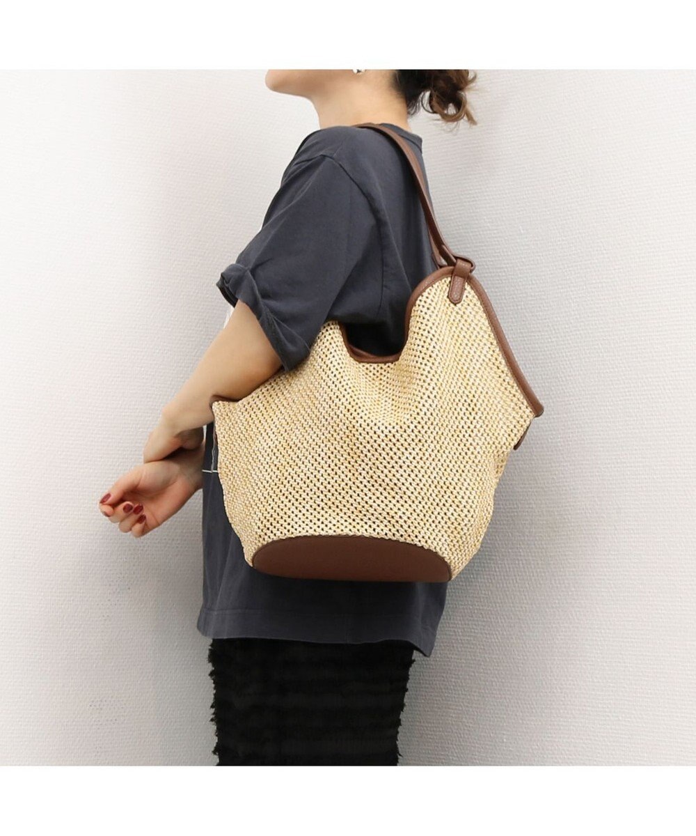 UNBILLION カシュカシュ cachecache / フェイクレザーショルダーバッグ付雑材風トート 