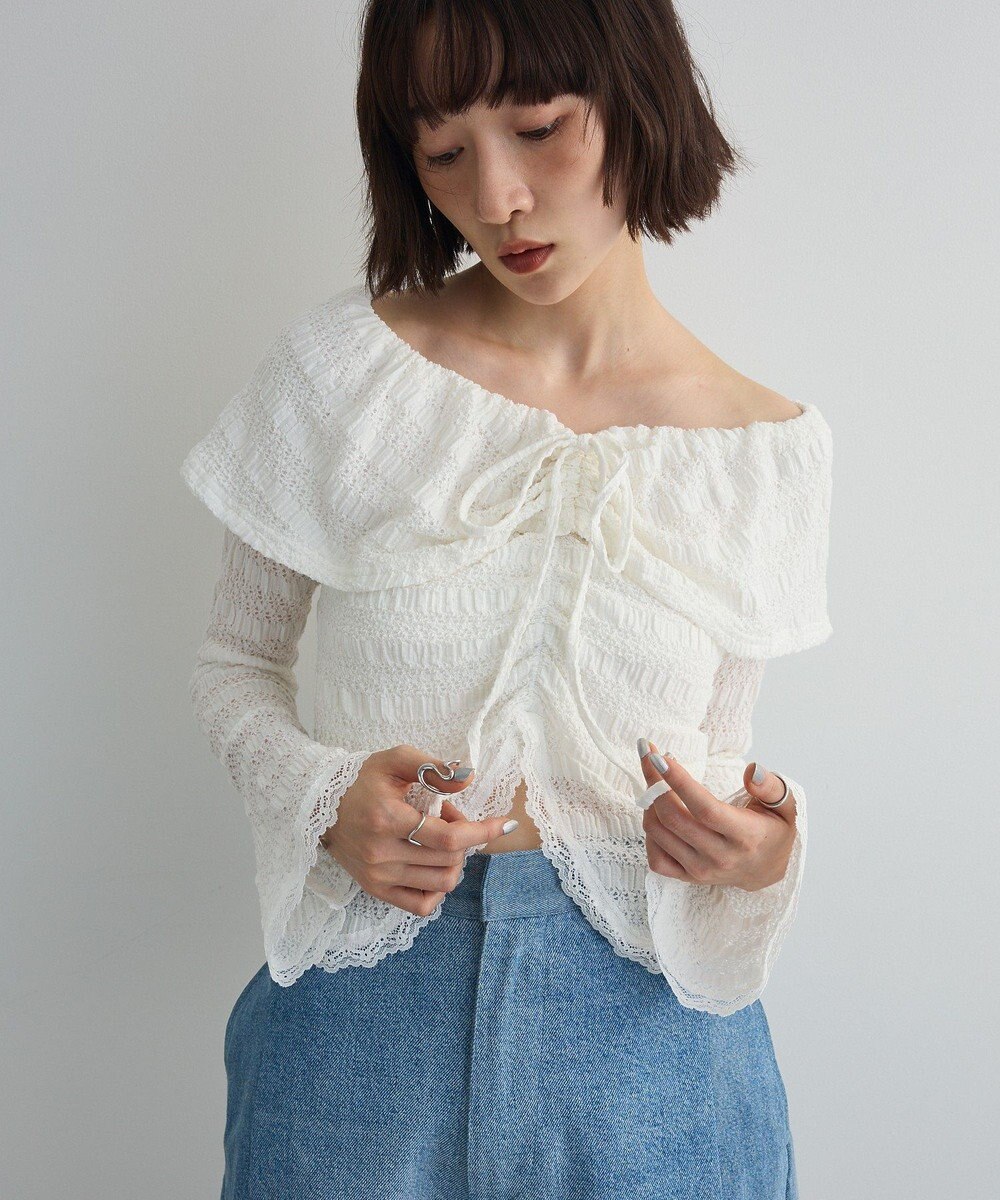 Green Parks シャーリングオフショルプルオーバー 