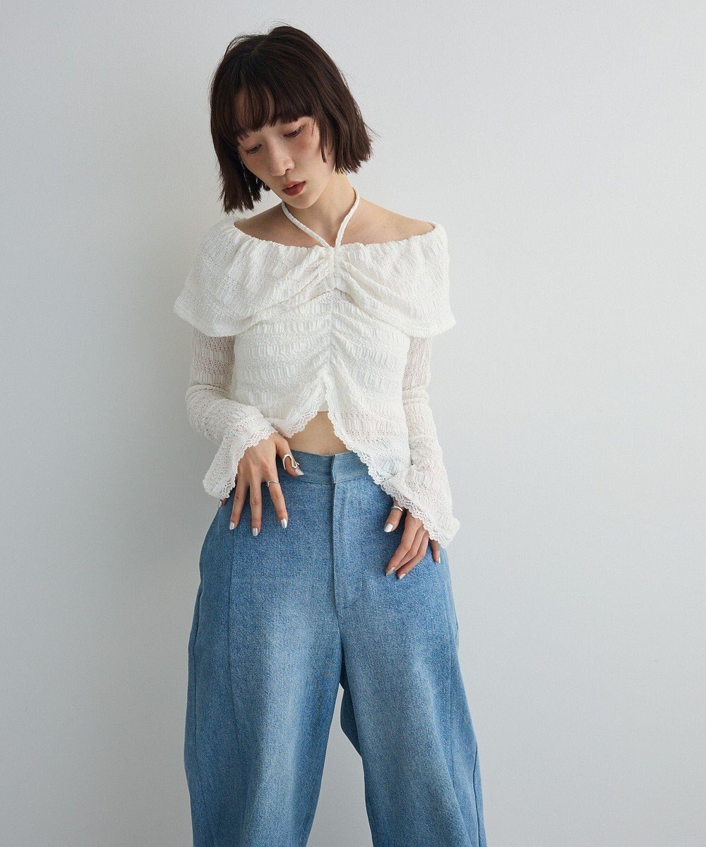 Green Parks シャーリングオフショルプルオーバー 