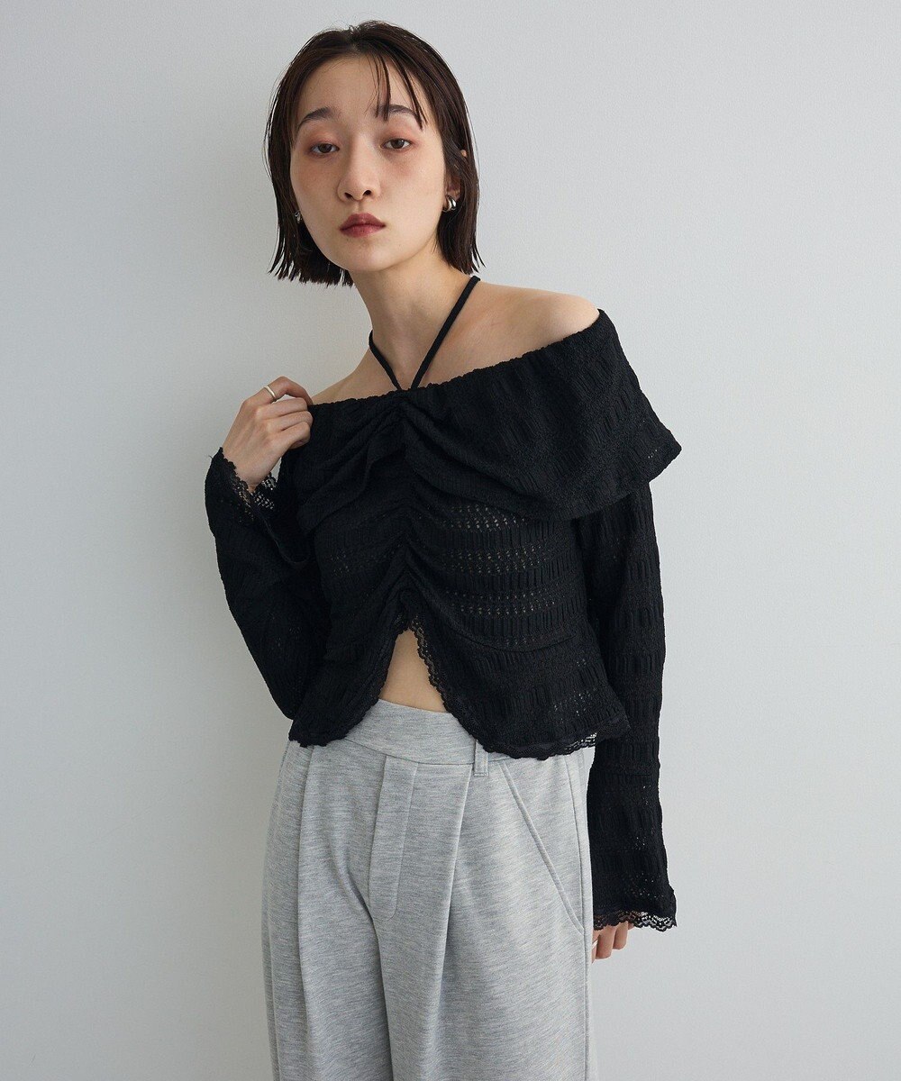 Green Parks シャーリングオフショルプルオーバー 