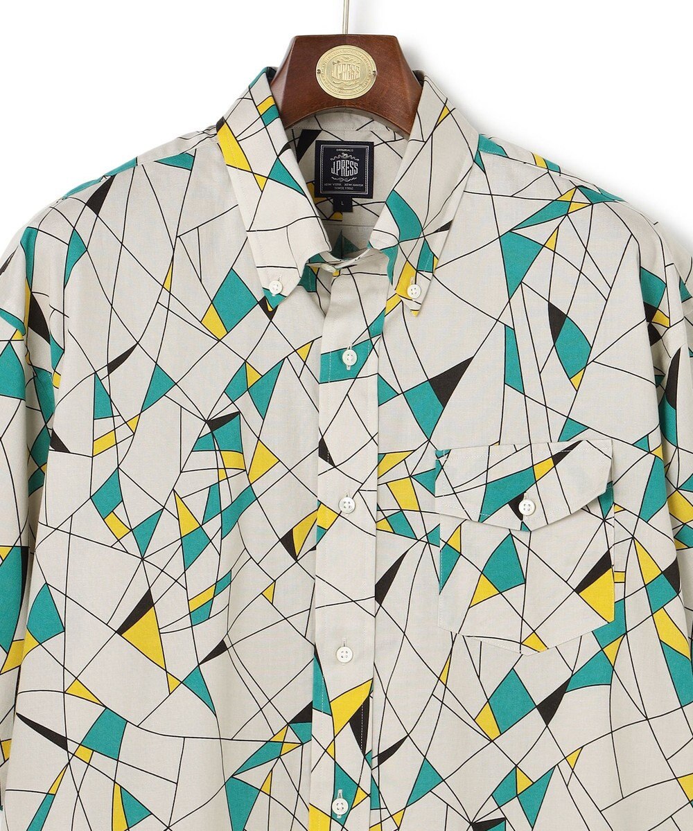 J.PRESS MEN 【J.PRESS ORIGINALS】Vintage Print Half Sleeve Shirt / B.D. / Baggy-Fit 