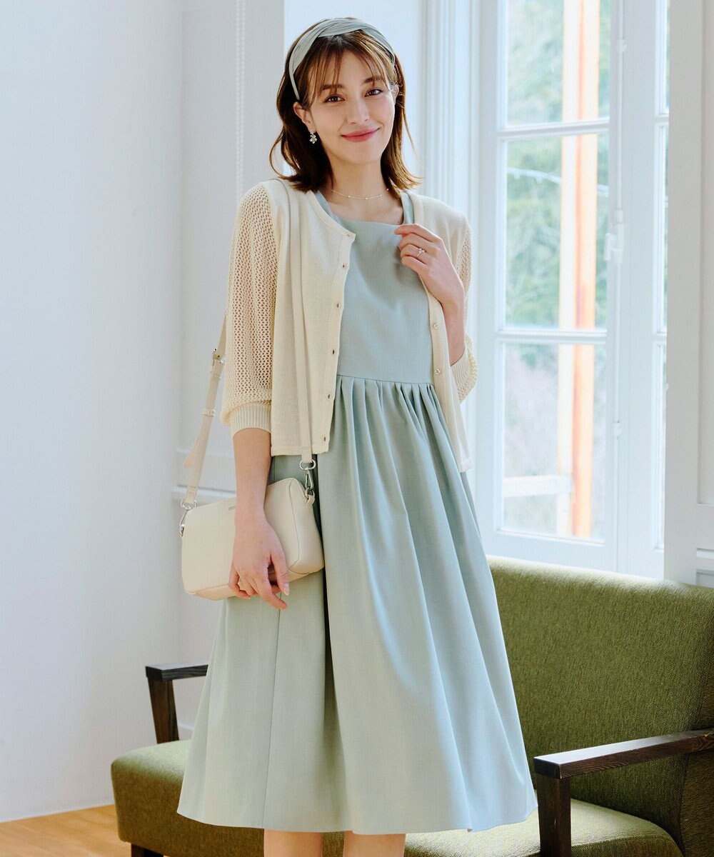 Tiaclasse 【洗える】メッシュ編みスリーブカーディガン 