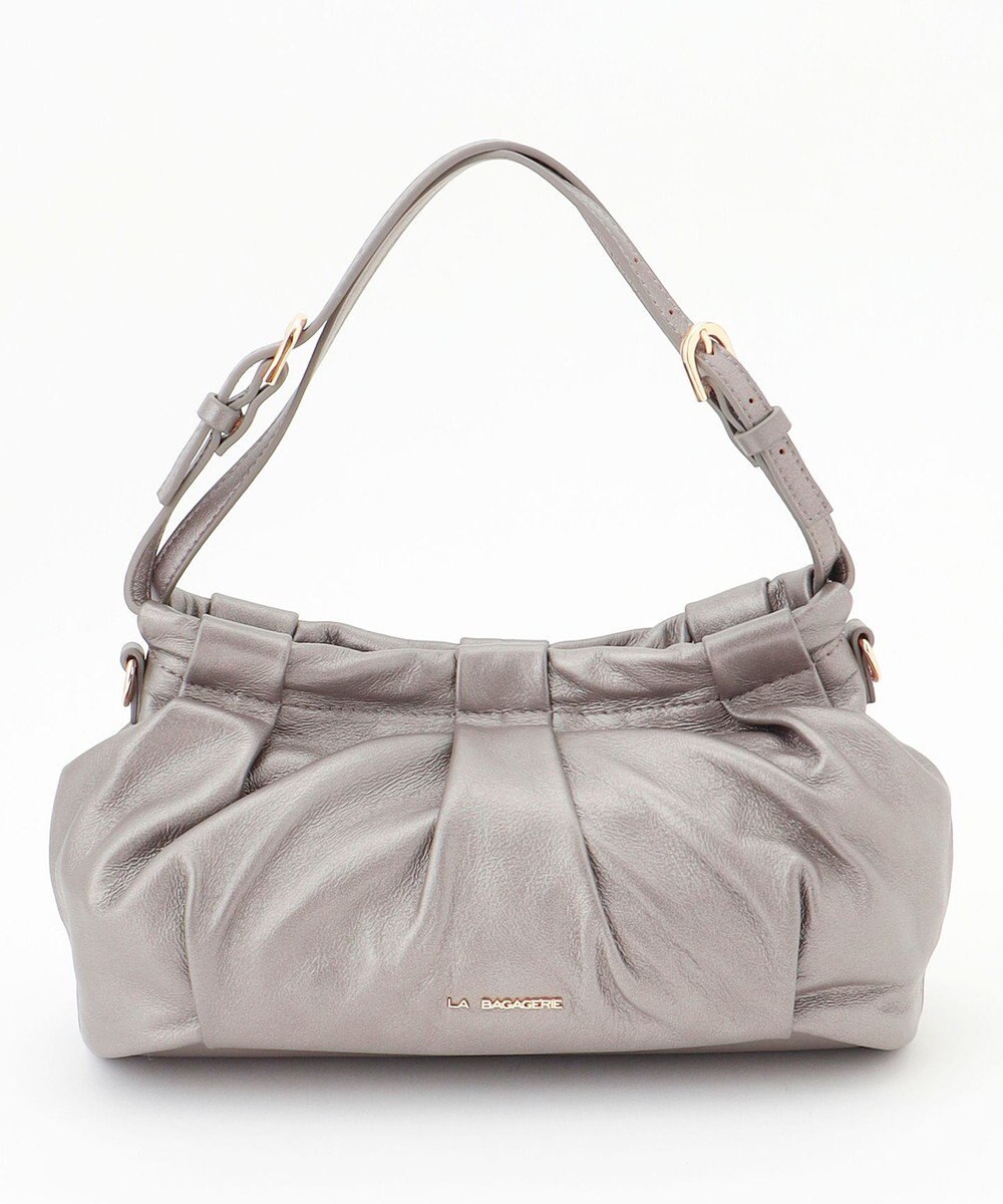 LA BAGAGERIE シープレザー　ギャザーミニバッグ 