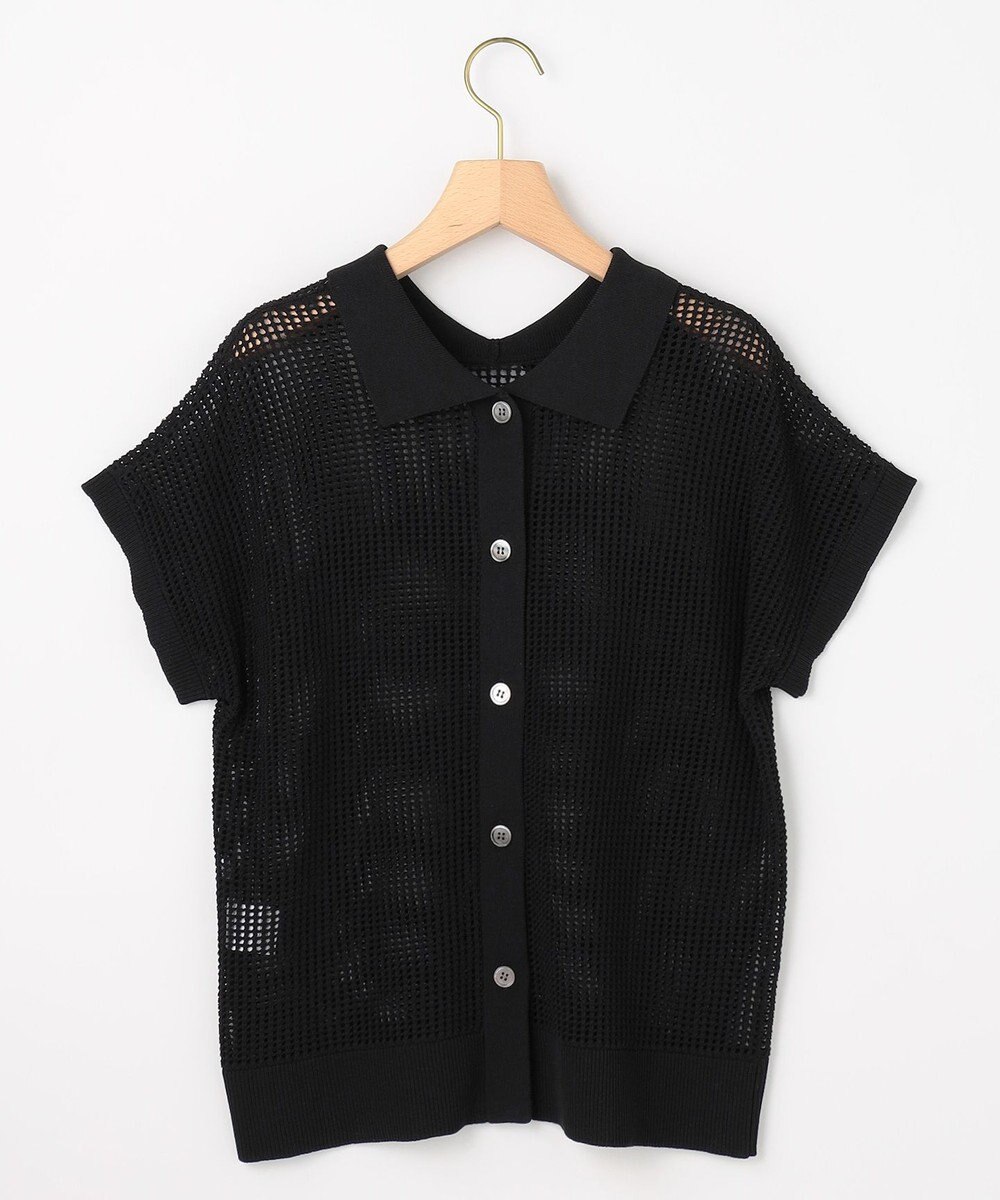 組曲 L 【先行予約・WEB限定・前後着用可】メッシュニット 襟付き半袖カーディガン 