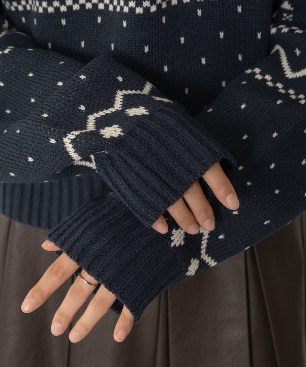 WEGO ノルディック柄ハーフジップニット 