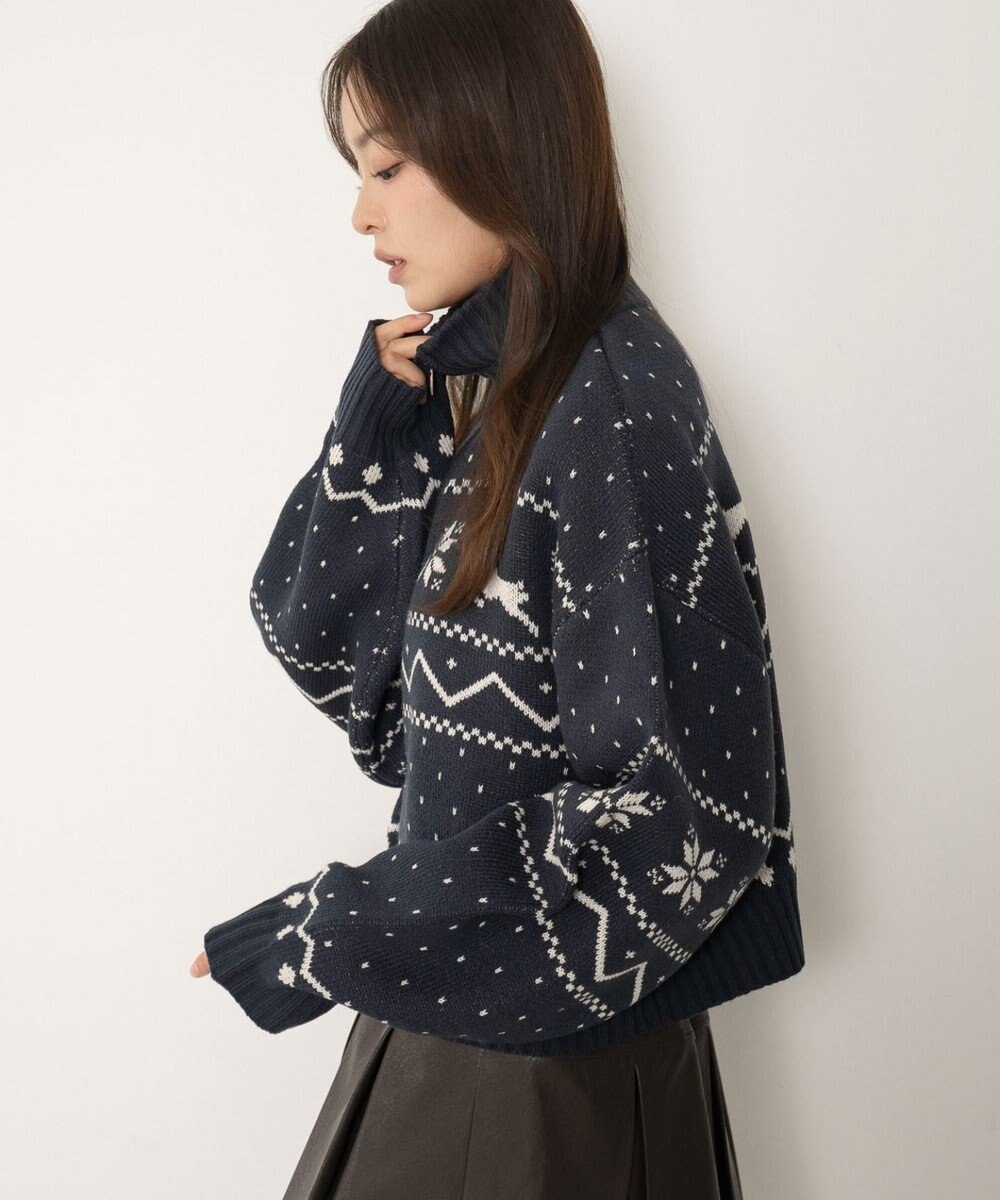 WEGO ノルディック柄ハーフジップニット 