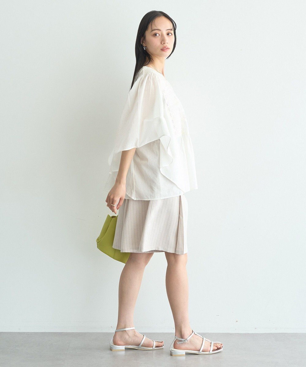 earth music&ecology 【WEB・一部店舗限定】【綿100％】レース＆ピンタックポンチョ 