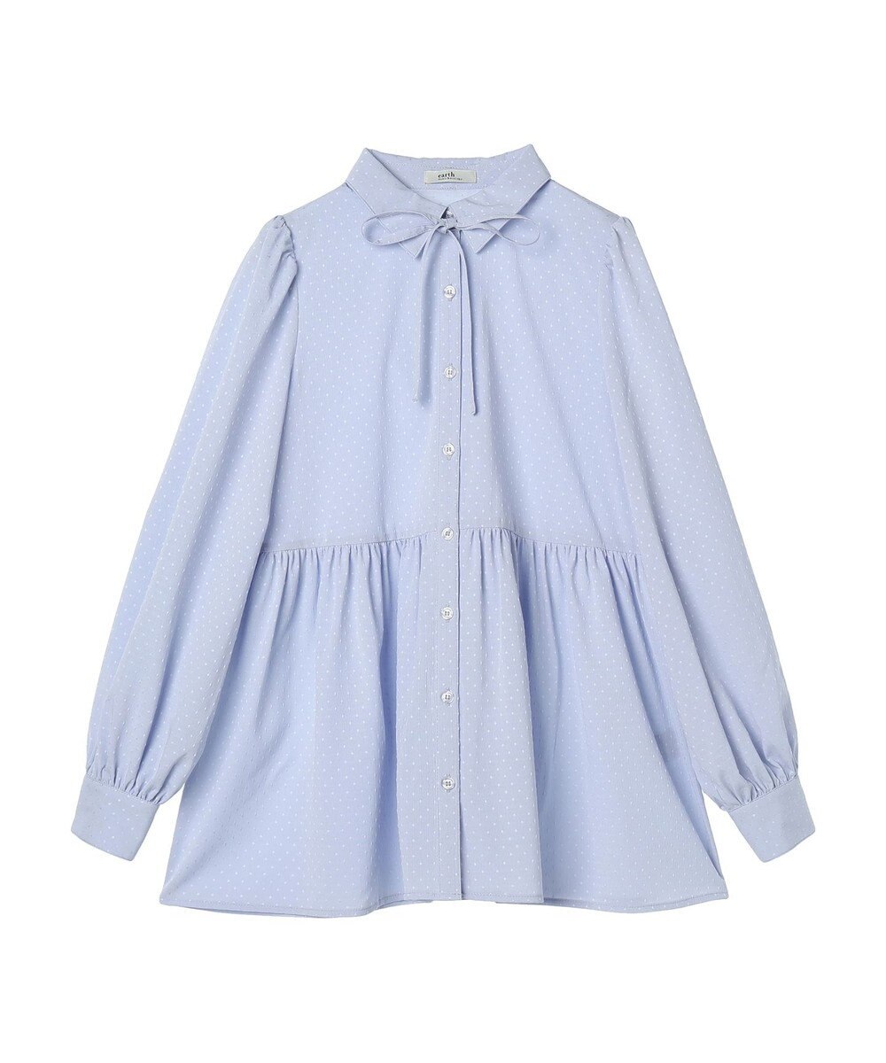 earth music&ecology リボン付き切り替えギャザーシャツチュニック 