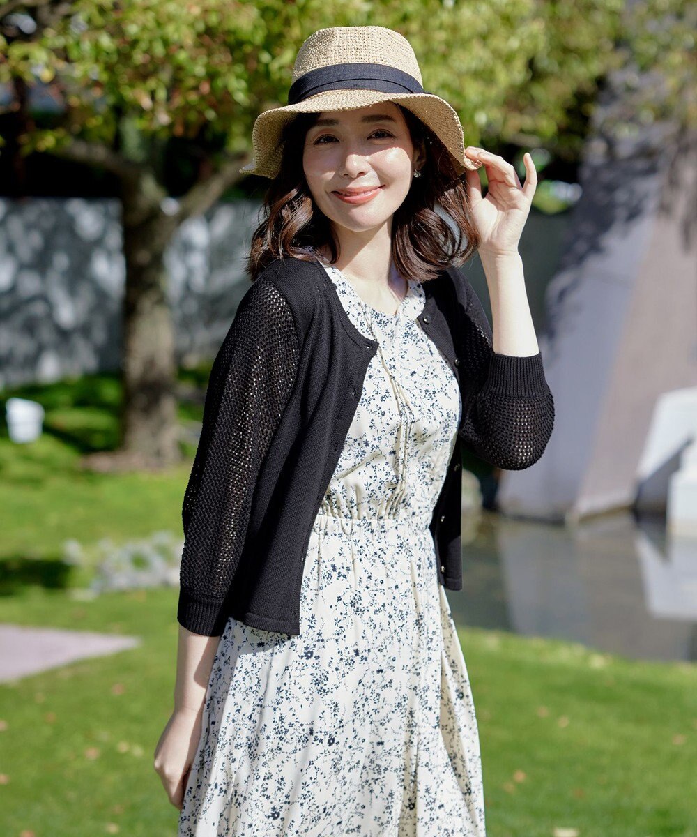 Tiaclasse 【洗える】メッシュ編みスリーブカーディガン 