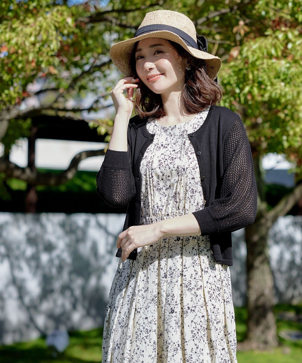 Tiaclasse 【洗える】メッシュ編みスリーブカーディガン 