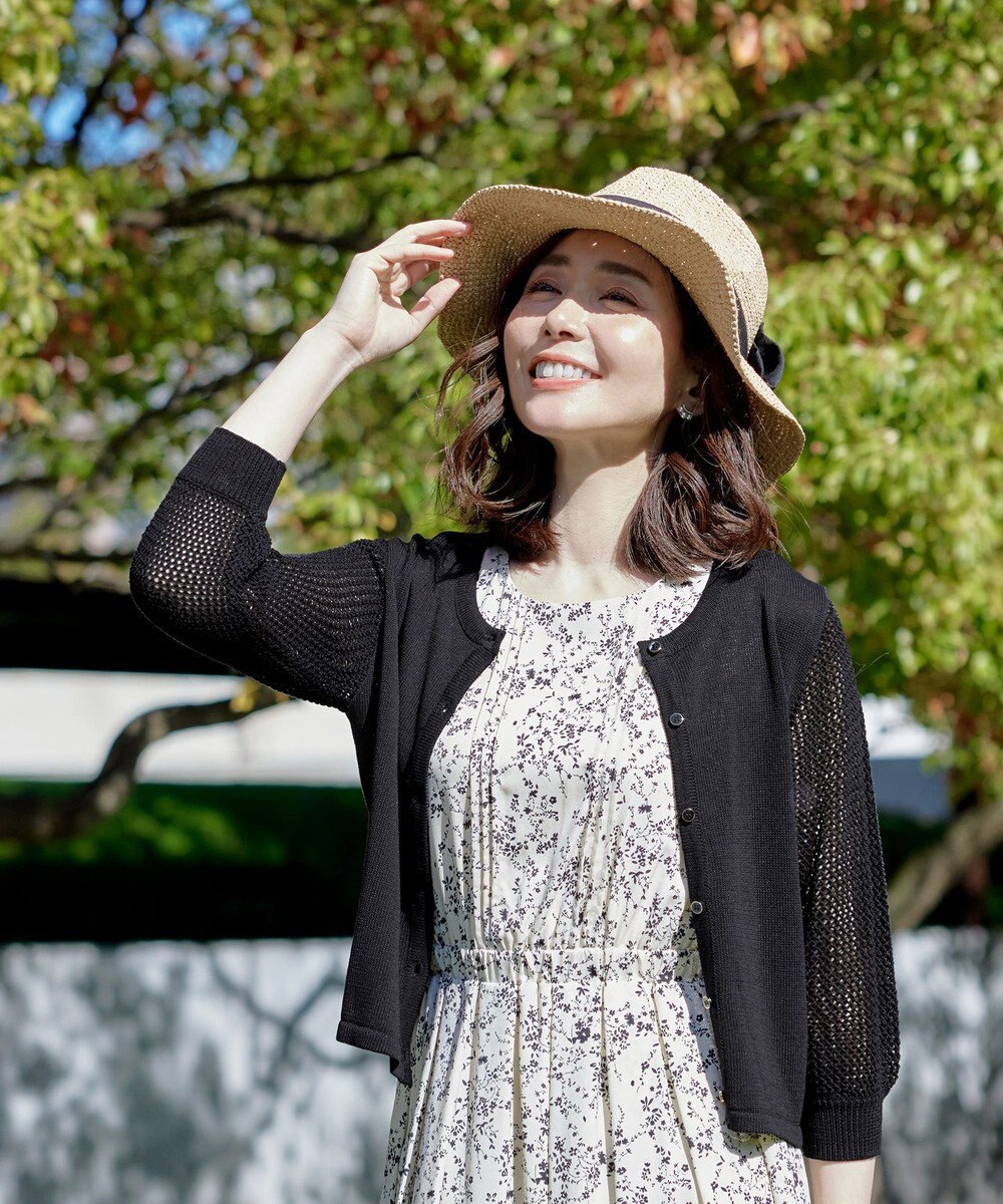 Tiaclasse 【洗える】メッシュ編みスリーブカーディガン 