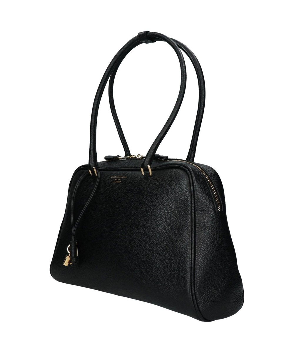 INTER-CHAUSSURES 【CHRISTIAN VILLA】チャーム付きシュリンクレザーハンドバッグ 