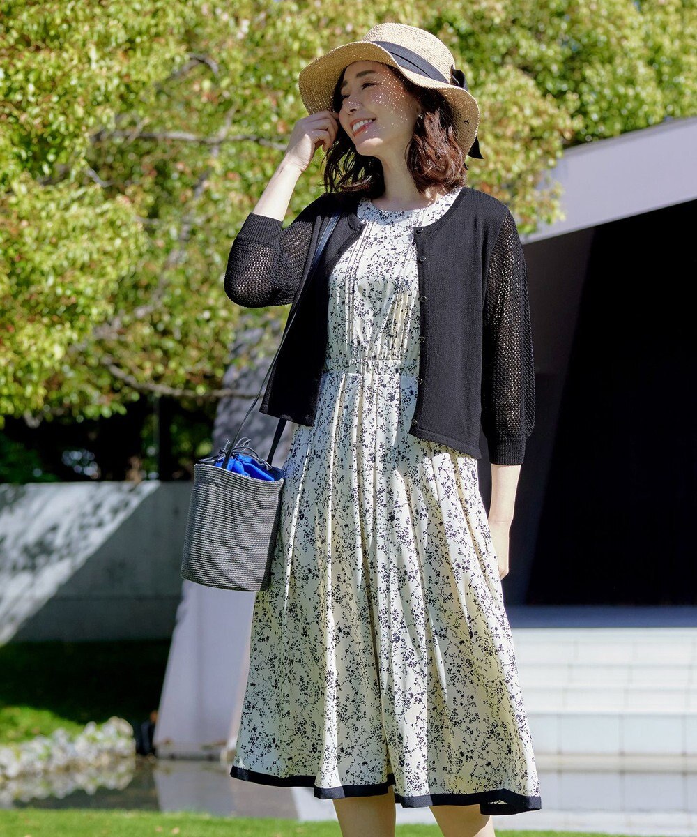 Tiaclasse 【洗える】メッシュ編みスリーブカーディガン 