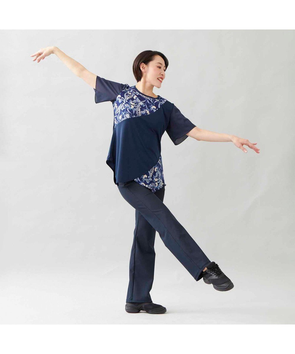 Chacott デニム調ブーツカットパンツ 