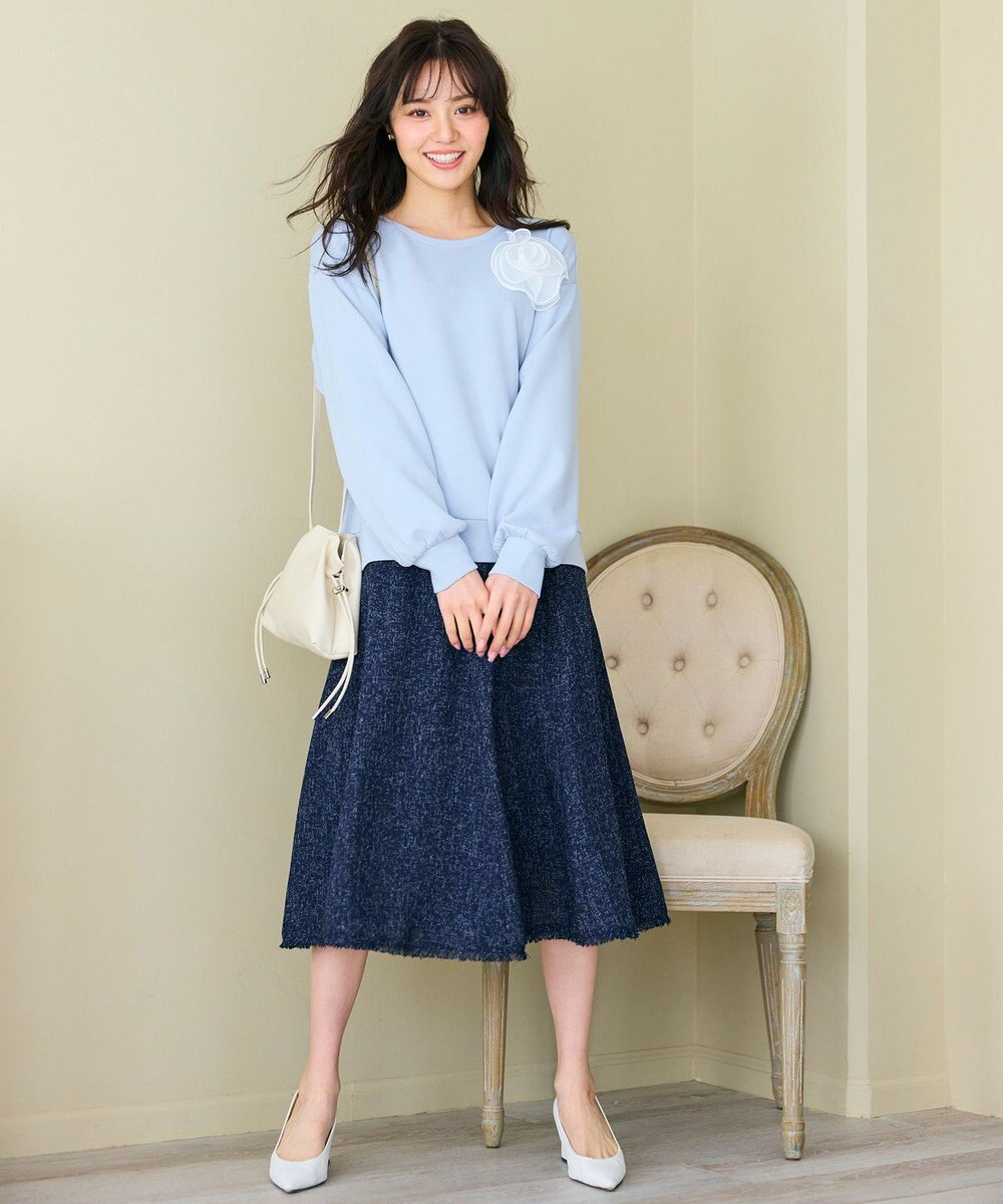 Feroux 【セットアップ対応】春ツイード フレアスカート 
