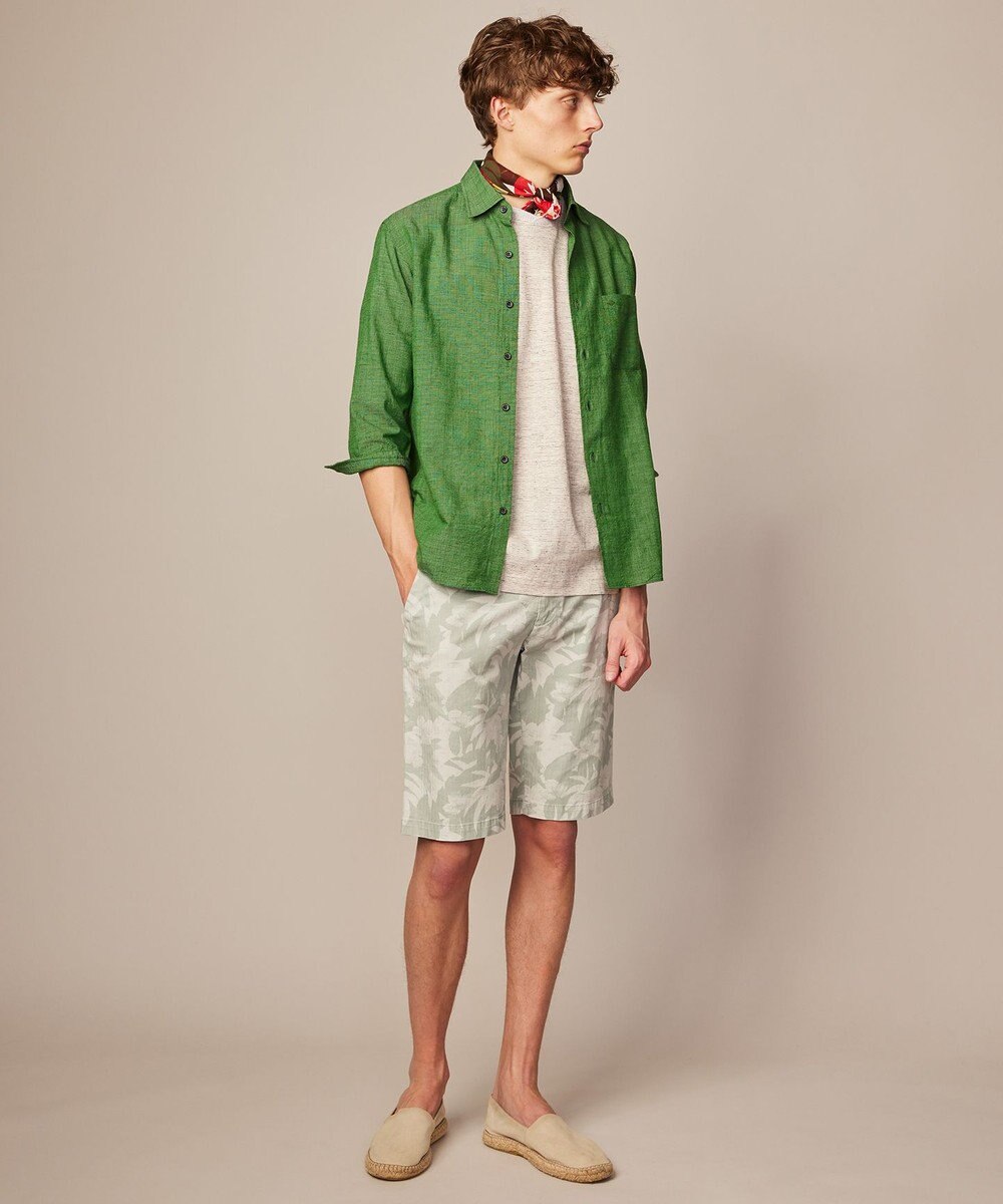 JOSEPH ABBOUD 【サステイナブル・７分袖】リヨセルリネンシャンブレー シャツ 