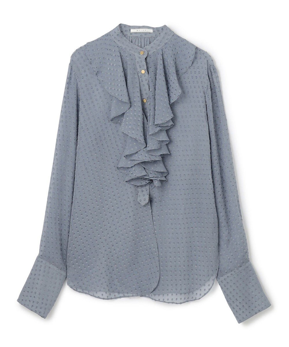 BEIGE， CALLERRY / シルク混ドットラッフルブラウス 