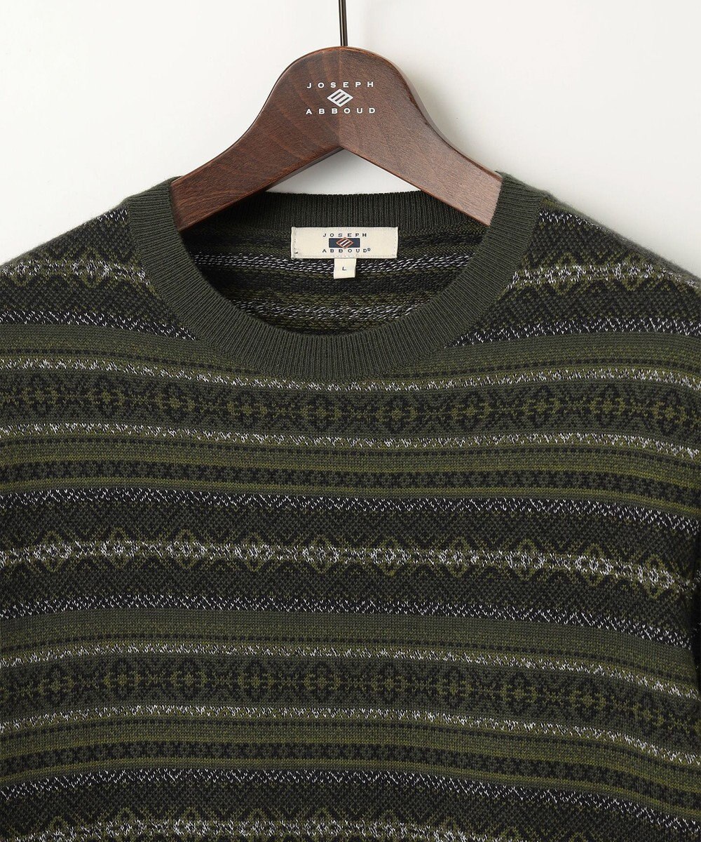 JOSEPH ABBOUD 【イタリア糸使用/洗える】フェアアエルクルーネック ニット 