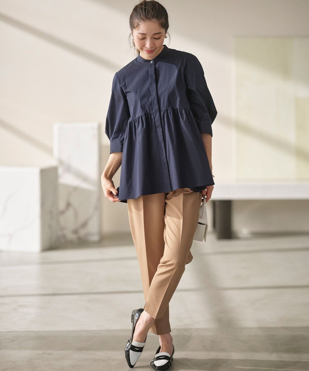 組曲 L 【WEB限定】コンパクトシャーティング ペプラムブラウス 