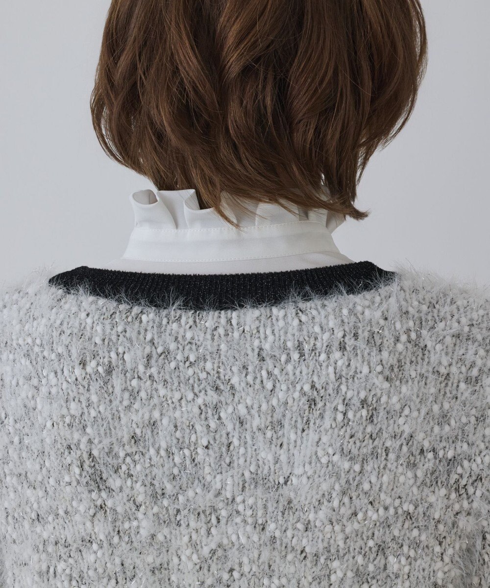 GRACE CONTINENTAL ノーカラーフェザーニットカーディガン 