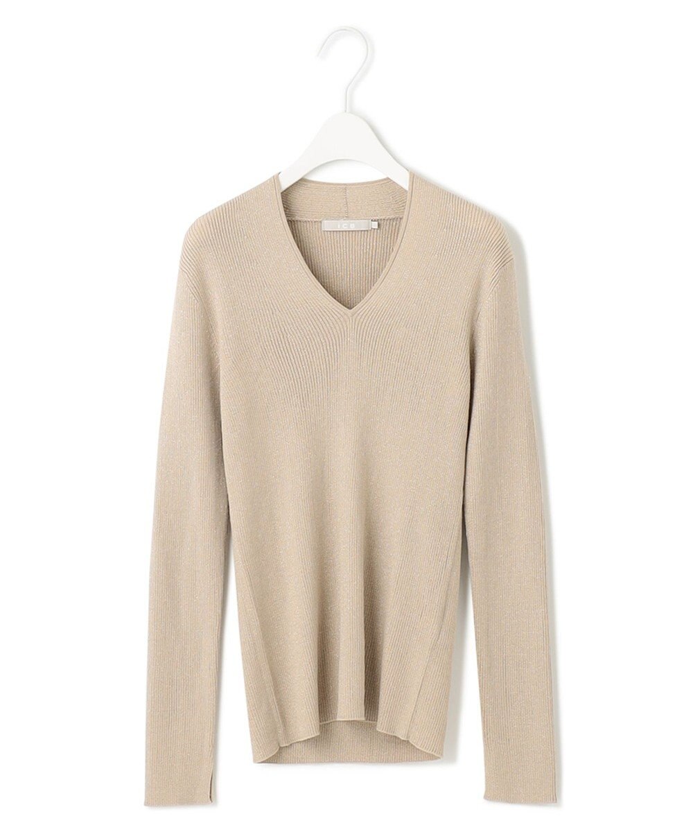 ICB 【洗える】エクストラファインメリノリブ Vネックニット 