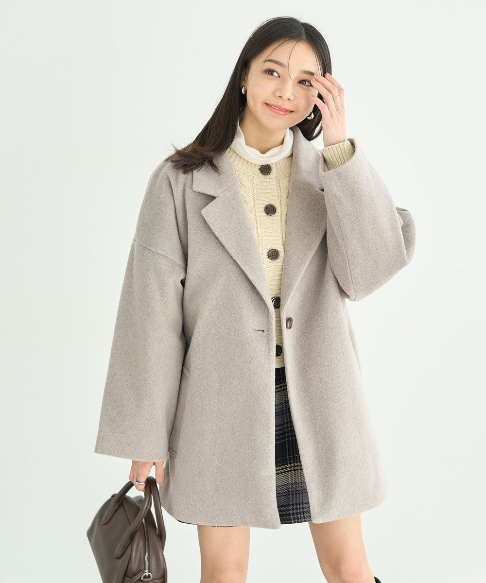 earth music&ecology オーバーテーラードジャケット　シャギー Gray Beige