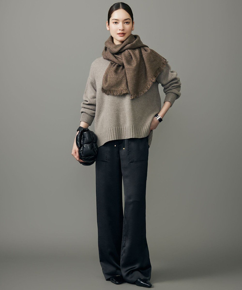 自由区 ウールカシミヤブレンドスパンコールハイネック ニット 