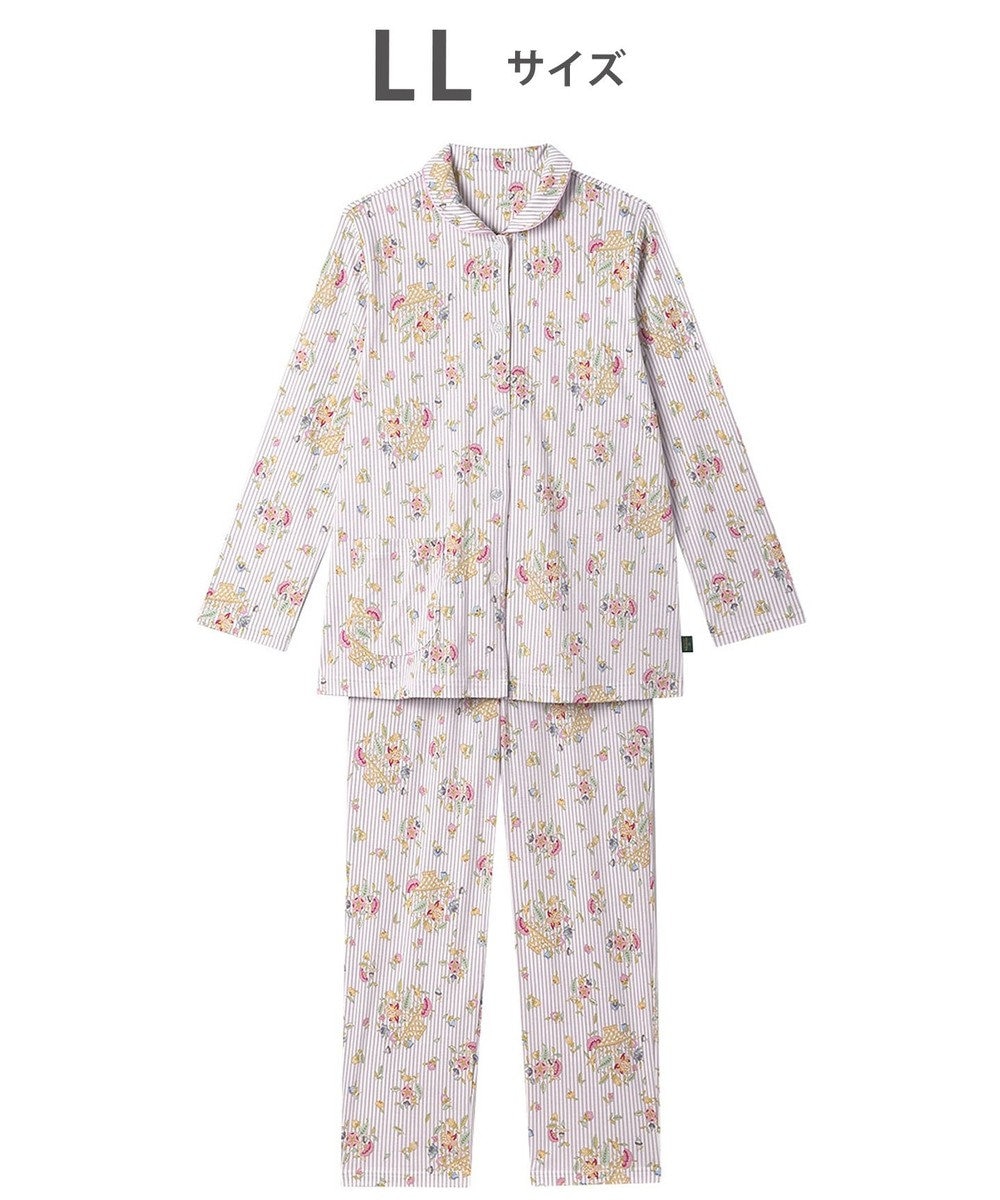 WACOAL パジャマ 長袖 長ズボン 綿100%(本体) スムース素材 ミントン レディース NDX561 /ワコール 