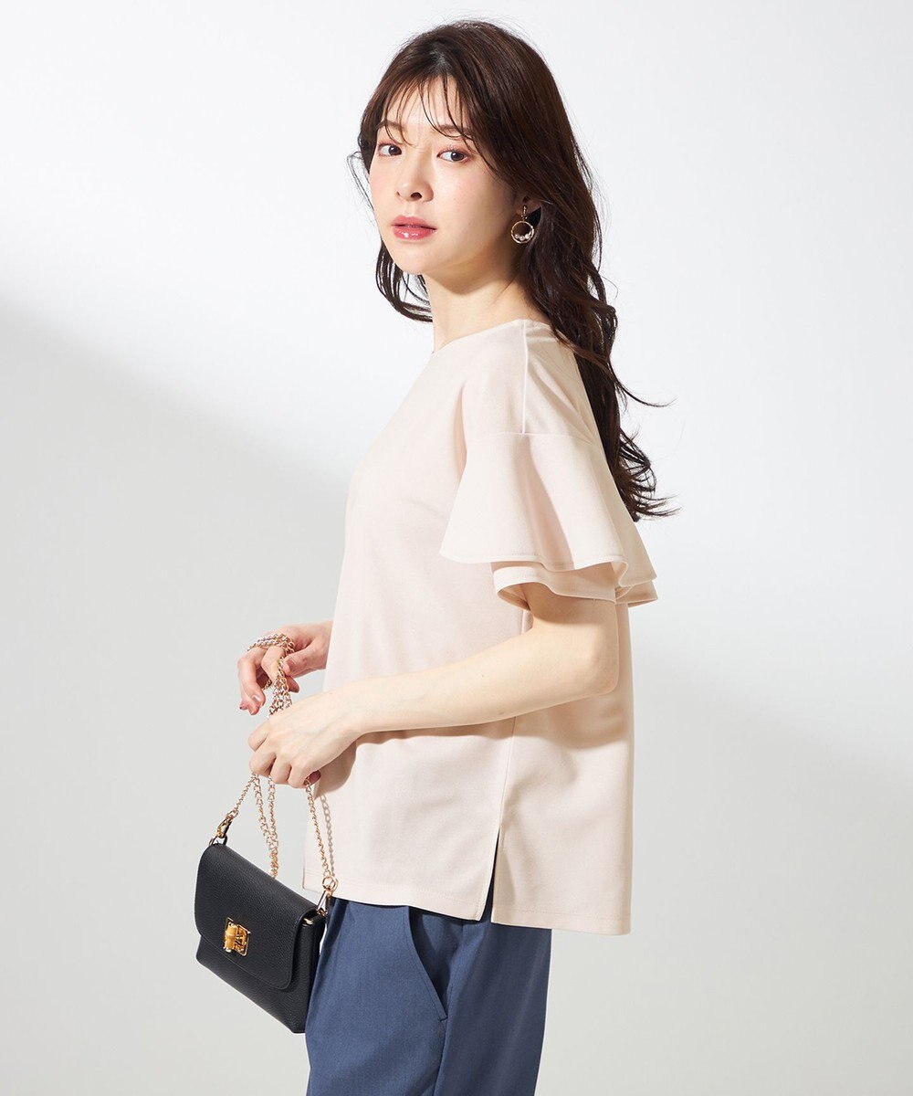 ANY SIS L 【前後着用・UVケア・洗える】2WAYジョーゼットジャージーフリル カットソー 