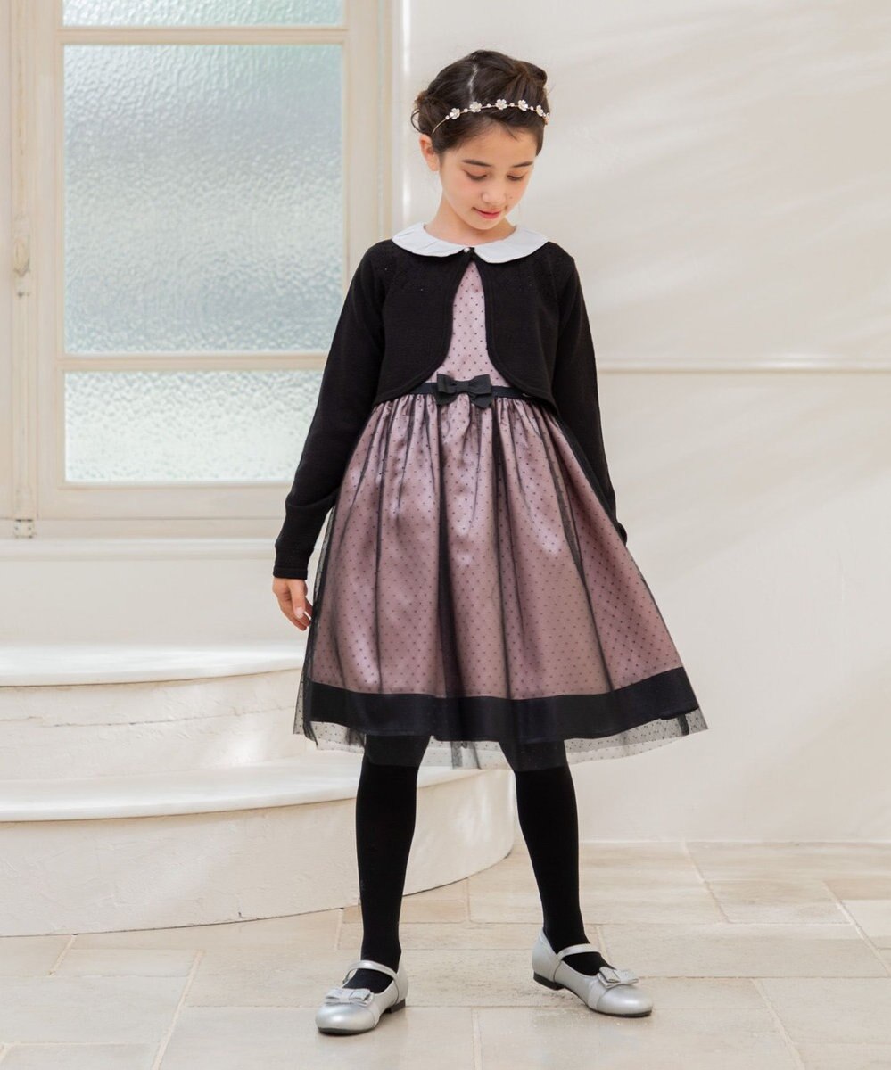 組曲 KIDS 【150-160㎝】チュールドット ドレス 