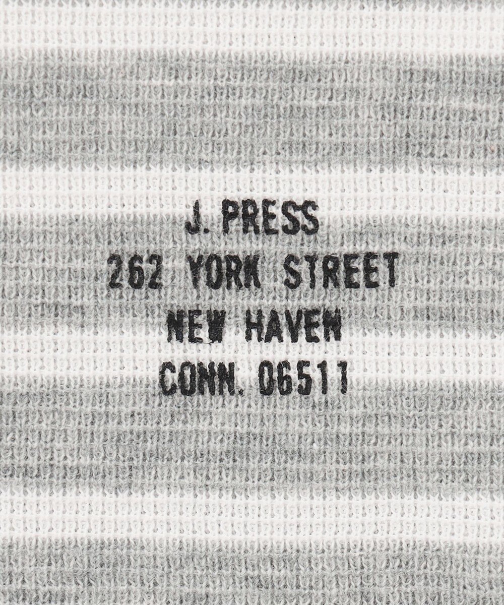 J.PRESS MEN ワッフルボーダー ロングTシャツ 