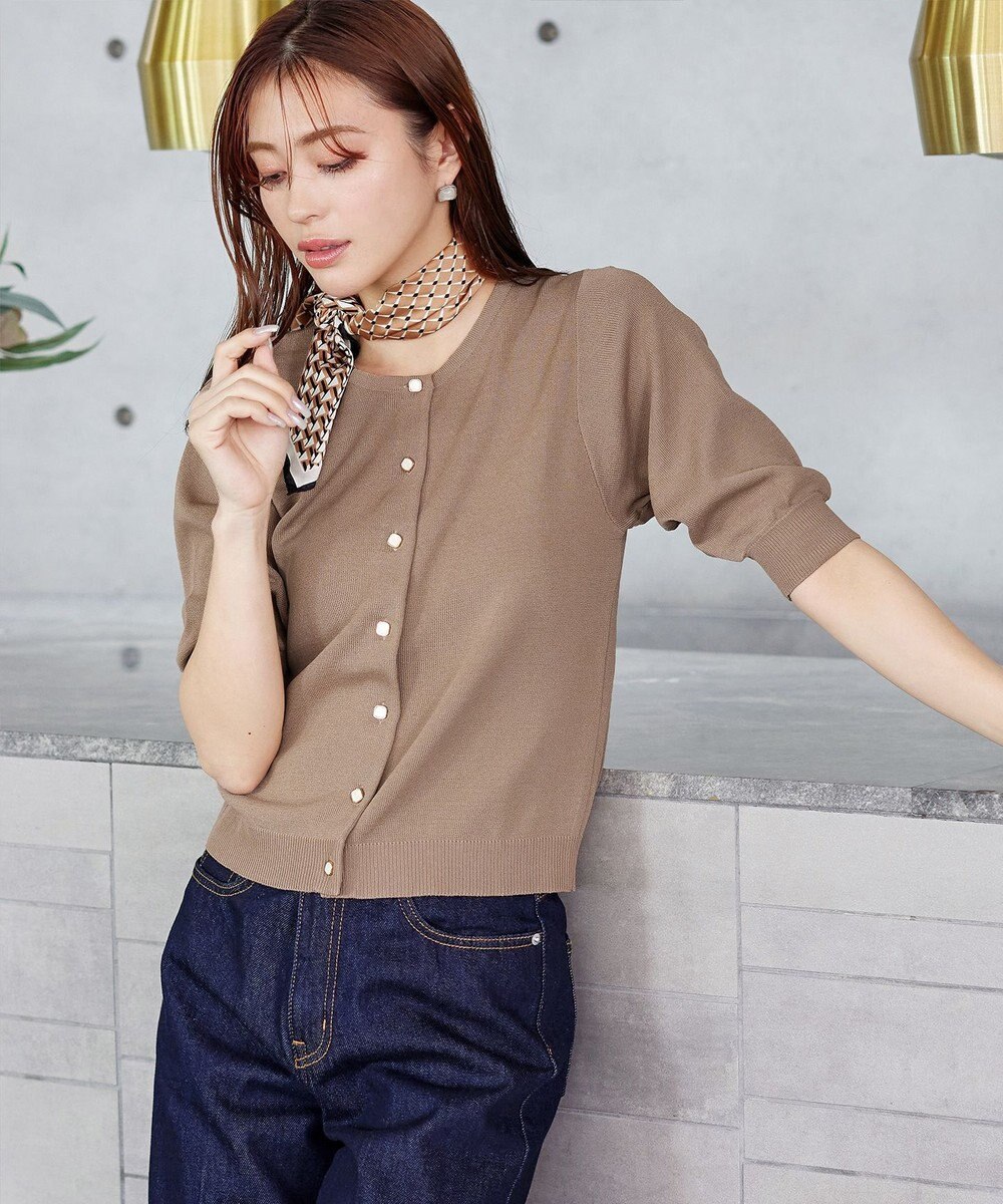 Tiaclasse  【洗える】ハーフスリーブサマーニットカーディガン 