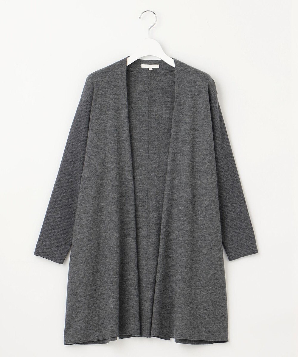 自由区 【洗える】ウールニットコンビジャージー ライトアウター 