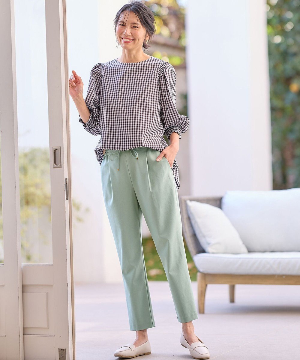 ANY 【ウエストゴム/ストレッチ/セットアップ可】イージィケアストレッチテーパードパンツ 