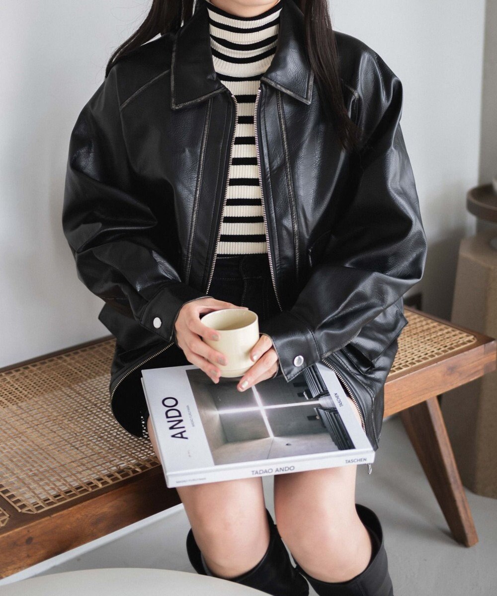 WEGO エイジドFレザーブルゾン 