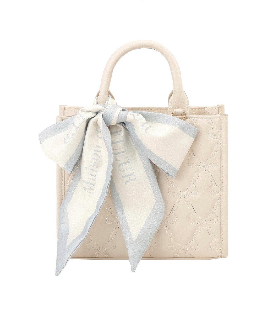 Maison de FLEUR スカーフ付きリボンキルティング2Wayスクエアトート 