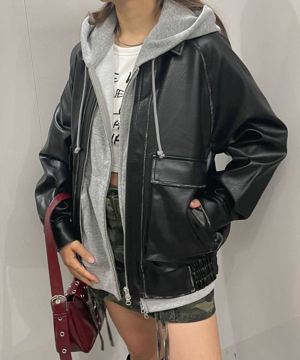 WEGO エイジドFレザーブルゾン 