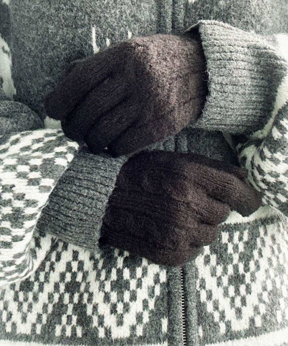 WEGO 【スマホ対応】ケーブル編みニットグローブ 