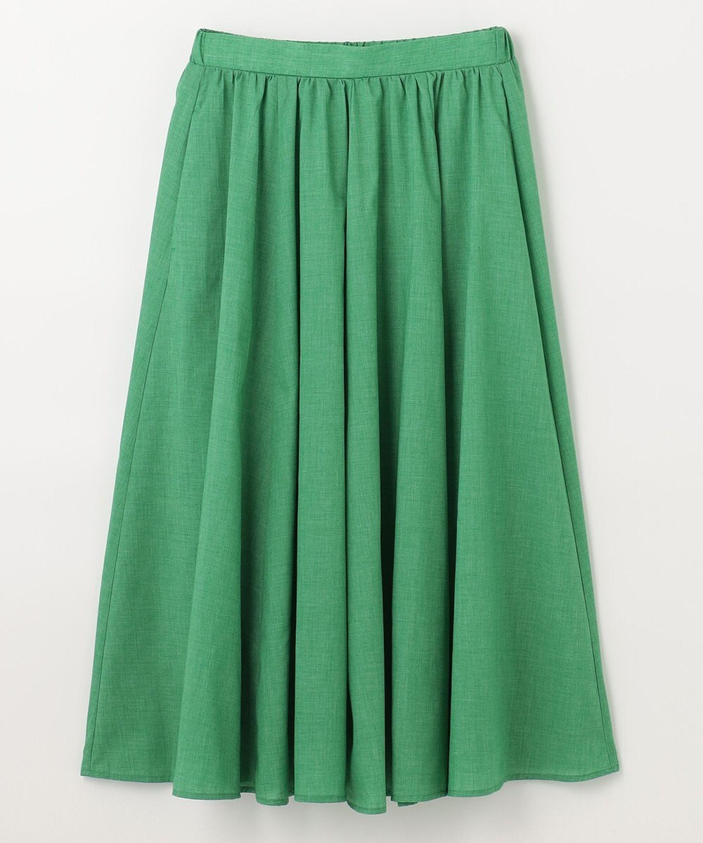 ANY 【ウエストゴム/ポケット付】シャンブレーライク フレアスカート 