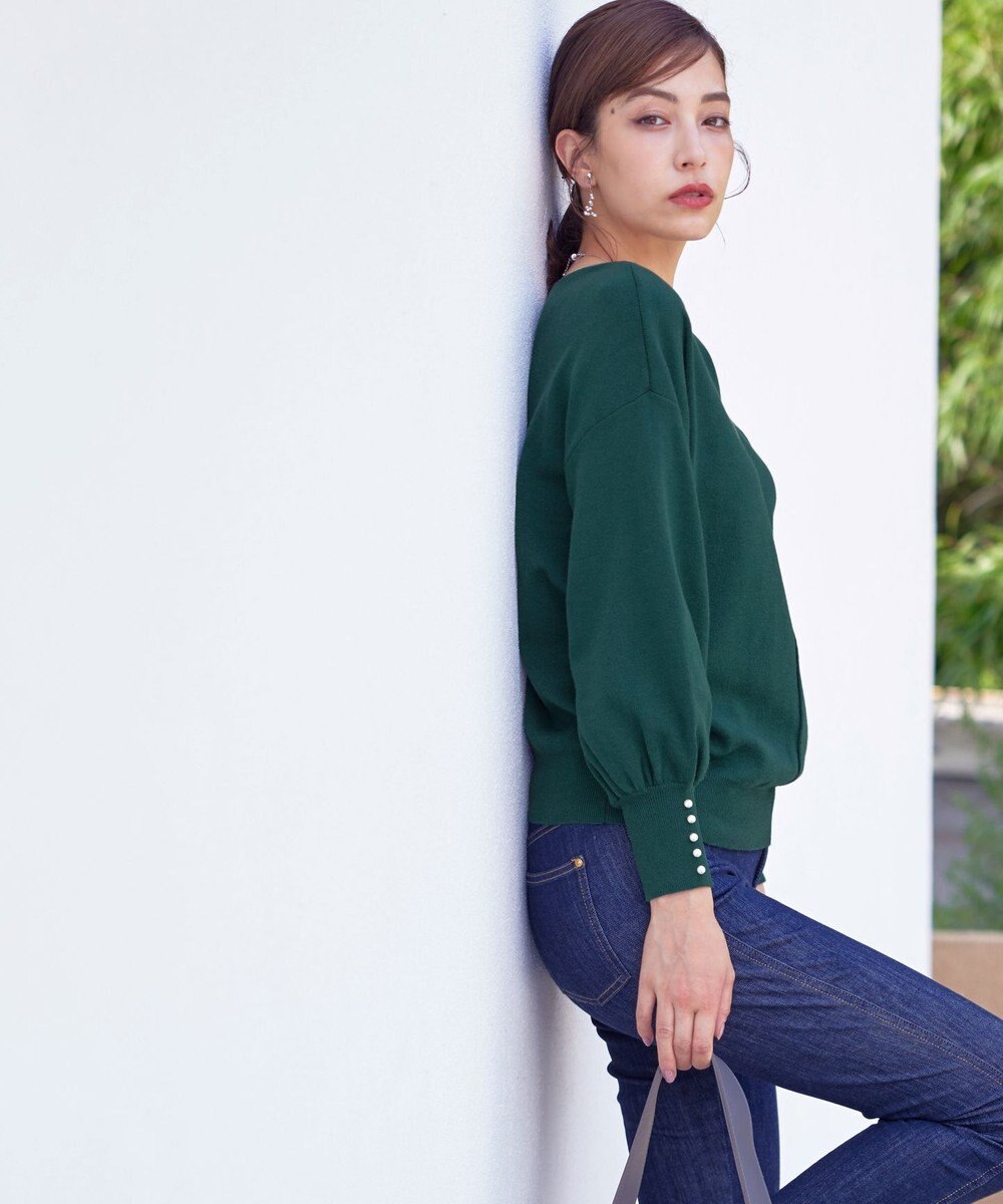 Tiaclasse 【洗える】2WAYパール釦ニットトップス 