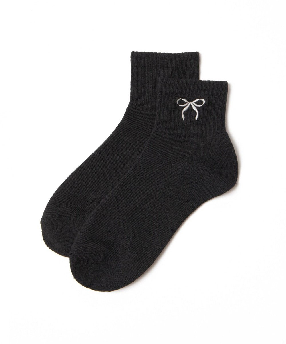WEGO リボン刺繍アンクルパイルソックス 