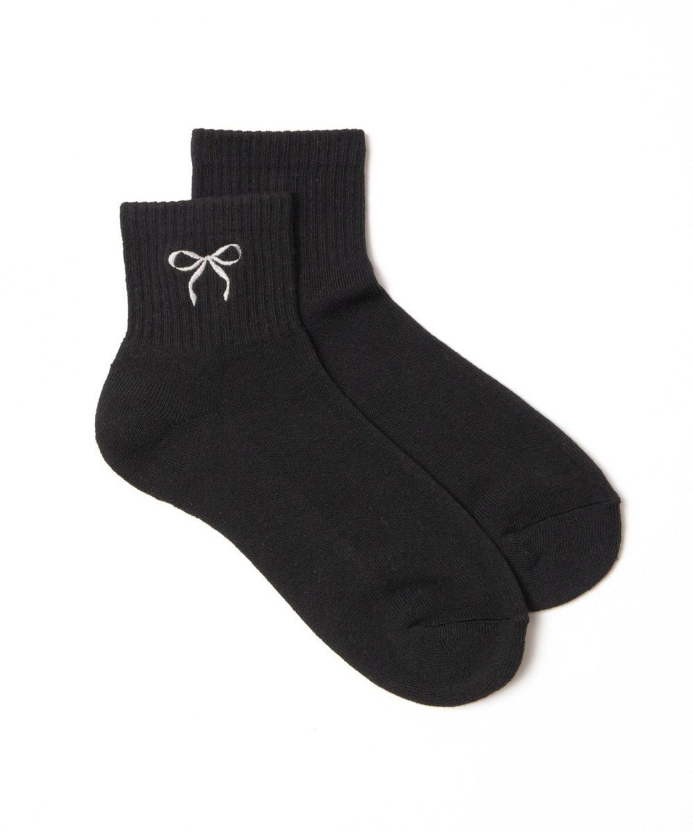 WEGO リボン刺繍アンクルパイルソックス 