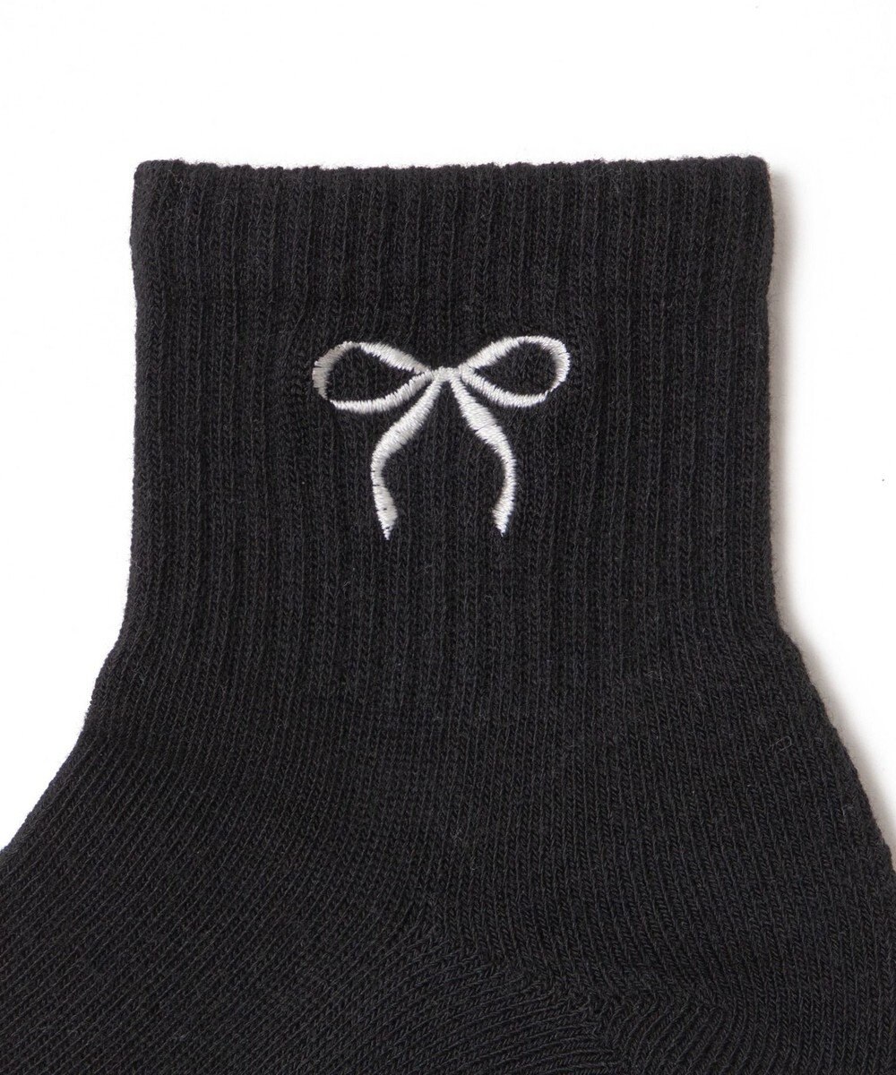 WEGO リボン刺繍アンクルパイルソックス 