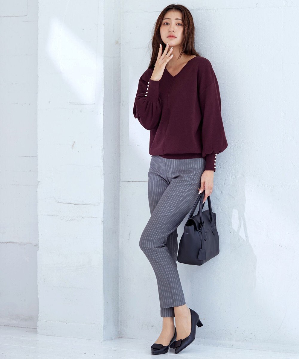 Tiaclasse 【洗える】2WAYパール釦ニットトップス 