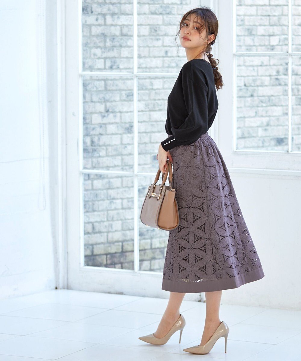 Tiaclasse 【洗える】2WAYパール釦ニットトップス 