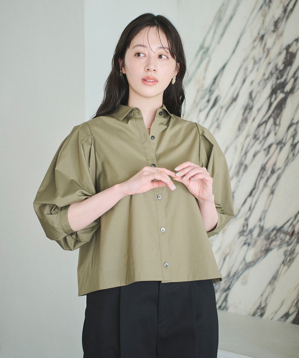 #Newans 【イージーケア】タックスリーブショート丈シャツ 