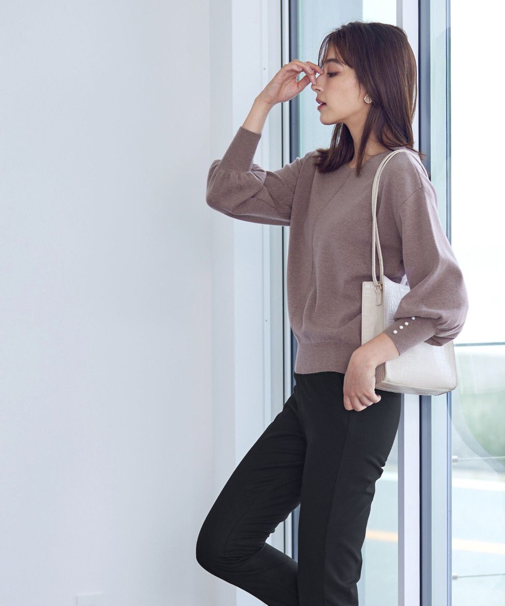 Tiaclasse 【洗える】2WAYパール釦ニットトップス 